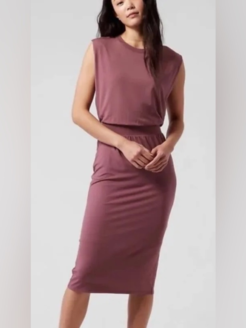 Athleta Santorini Cinch Knit Midi Dress